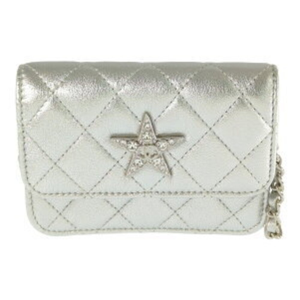Chanel Lambskin Crystal Star Waist Chain Bum Bag Belt Bag Silver